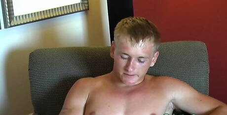 Beefcake Ron wanking in shower