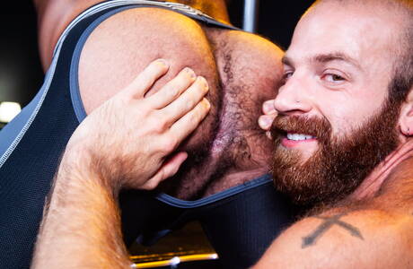 Canadian hairy bear Drake Masters and  James Stevens in dick sucking scene