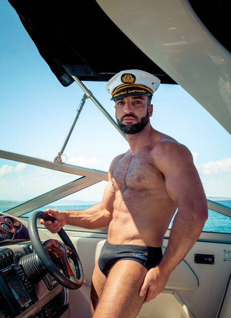 English superstud Paddy Obrian and spanish stud Abraham Al Malek love each other outdoor