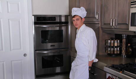 Famous americans, stud Max Carter and stud James Ryder make a love in kitchen