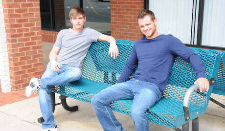 Horny guys Johnny Rapid, Cooper Reed and Angel Rock have a good threesome sex outdoor