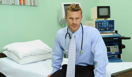 Latino bodybuilder Marcus Ruhl and american strongman Landon Conrad drilling an ass