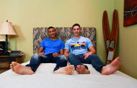 Two american dudes hunk Spencer Laval and young dude Zion Nicholas in dick sucking scene