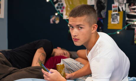 Two american guys hot twink Sean Ford and muscular Corbin Colby in hot homosexual scene