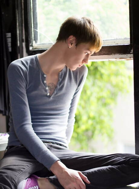 American young boy Elijah White playing with cock