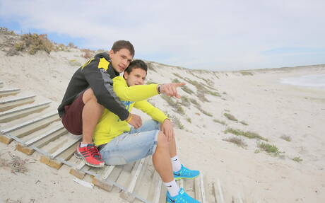 Two czech dudes well-built Marc Ruffalo and young dude Tim Campbell in dick sucking scene outdoor