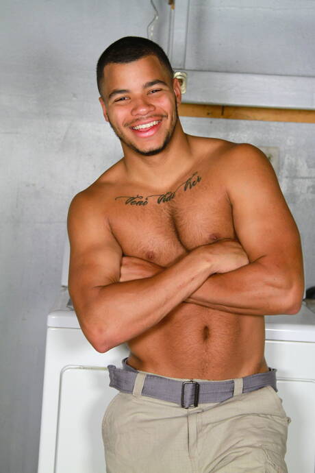 Latino strong bull Marcus Ruhl and ebony well-built Kaden Alexander in hot ass fuck action