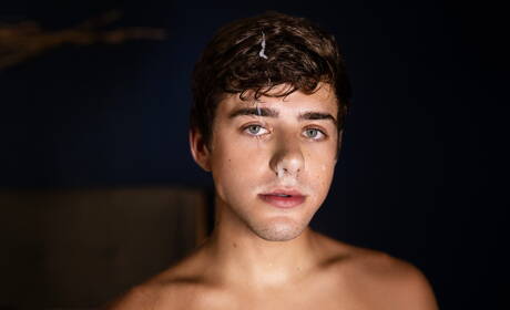 American hot twink Joey Mills and french husky guy Chris Damned get naked and showing tight butt