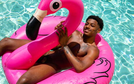 Ty, Joseph, Damien Cruz, Danny in male gangbang at pool