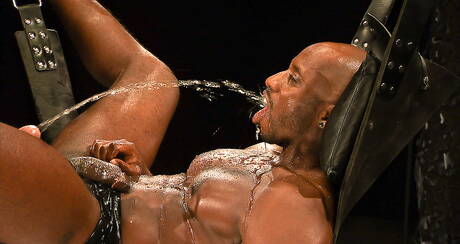 Race Cooper fisted and pissed on black slave Leo Forte