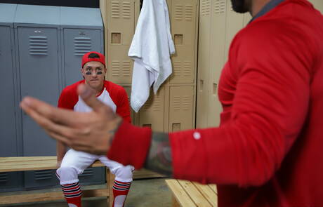 Two american boys gay bear Eddy Ceetee and stud Tristan Hunter in hot homosexual action