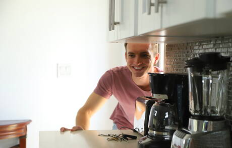 Horny guys Atlas Grant, Cameron Basinger and Sir Jet in hard threesome sex in the kitchen