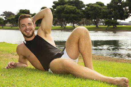 Superstud Hayes and american tough guy Parker Nash make a love at the pool