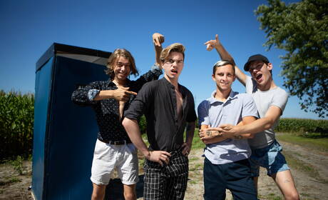 Tattooed teen gays Theo Brady, Edward Terrant, Leo Louis, Jordan Lake blowjob and anal fuck