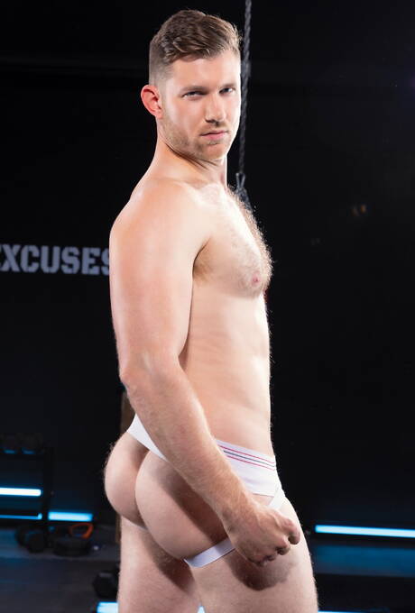 Hot american dudes beefy Andre Donovan and bull Caden Jackson in black on white sex