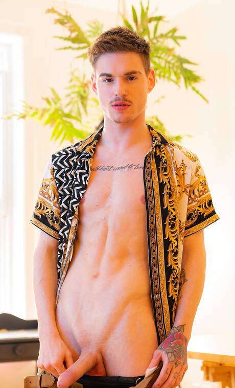 Hot boysAlex Mecum, Leo Louis and Lev Ivankov in hot threesome anal sex in kitchen