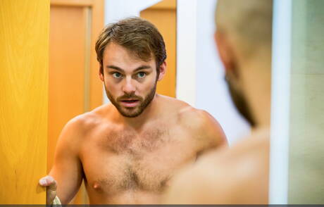 Tattooed bald Drew Dixon , Max Adonis , Patrick Dei having fun with cocks