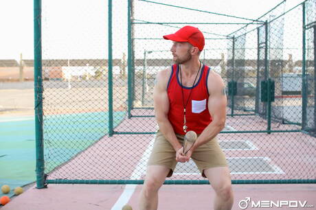 American hunky guy Adam Herst and strongman Rickey Silver banged each other outdoor