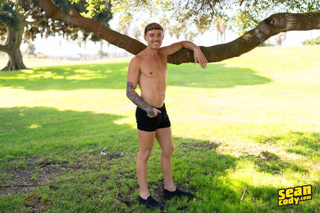 Stud Brogan and strongman Phoenix in hot ass fuck action outdoor