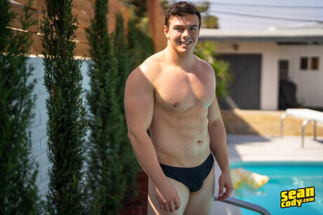 Sean Cody performers Blake Brysen Clark Reid Eddie Burke and Axel in sex orgy at pool and in fitness