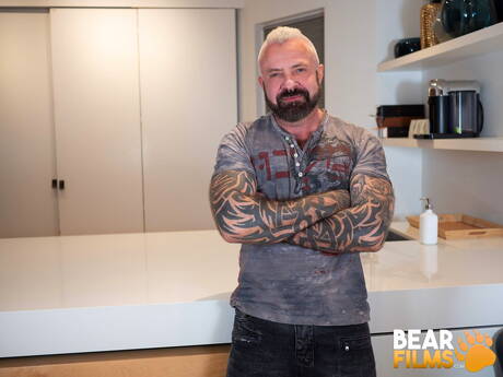 Canadian gay bear Marc Angelo posing nude