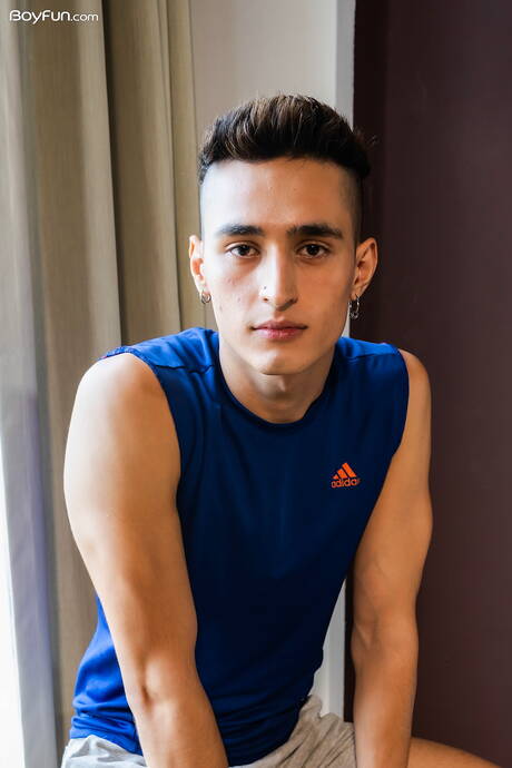 Latino beautiful boy Sonny Davon teasing with sex toy