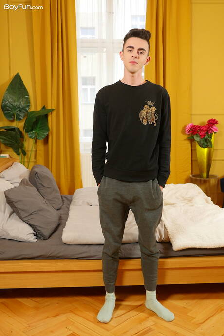 Young boy Jesse Evans undressing and showing tight butt